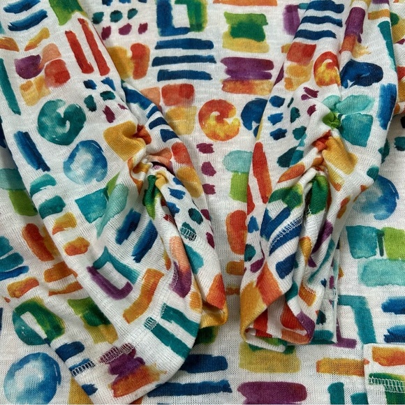 Ali Miles Colorful Geometric Print Tunic Top Size 3X 3/4 Sleeves Art to Wear - Picture 7 of 12